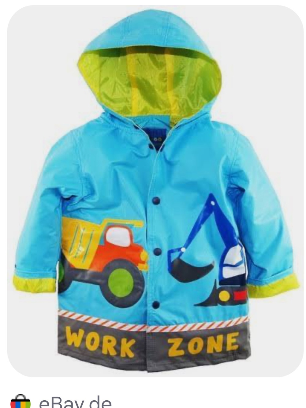 Wippette Blue & Yellow Kids 'Work Zone' Raincoat with Construction Graphics